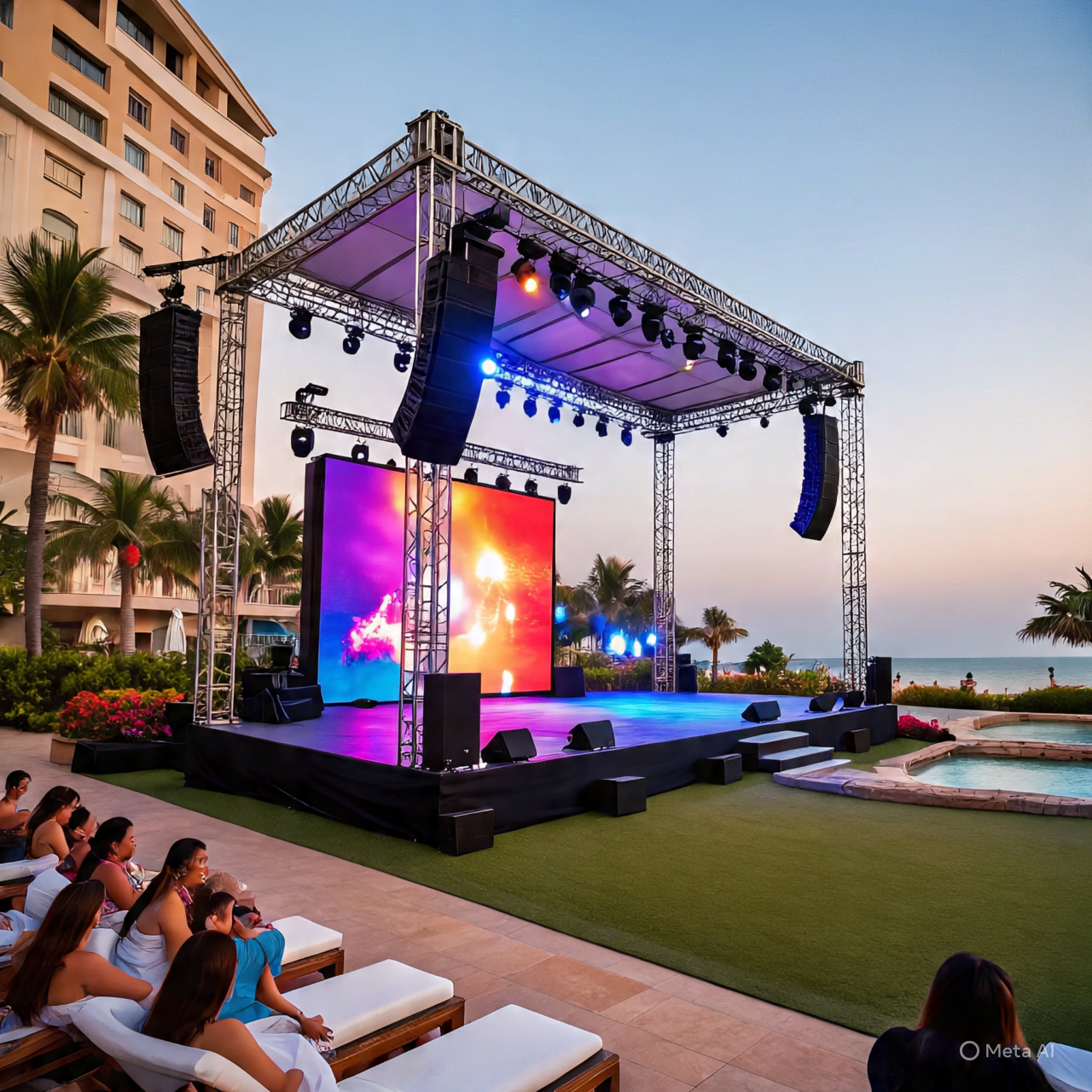 Âm thanh ánh sáng, màn hình led, sân khấu Gala Dinner – Pool Party – Beach Party Phan Thiết và Ninh Thuận